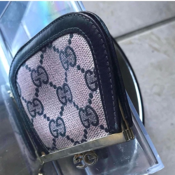 Rare Vintage Gucci Guccissima Pink & Black Leather Monogram Coin Pouch - Picture 4 of 13
